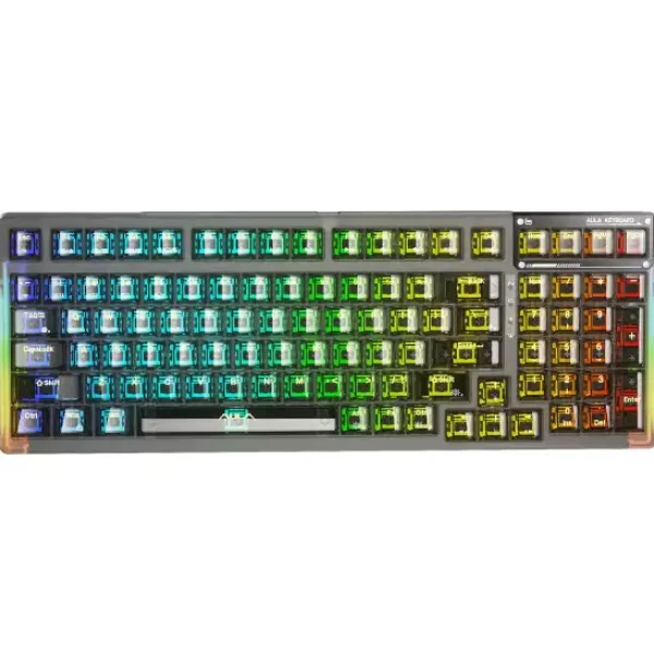 KEYBOARD AULA F98 MECHANICAL BLACK TRANSPARENT BT/2.4G/ WIRED GR NEW